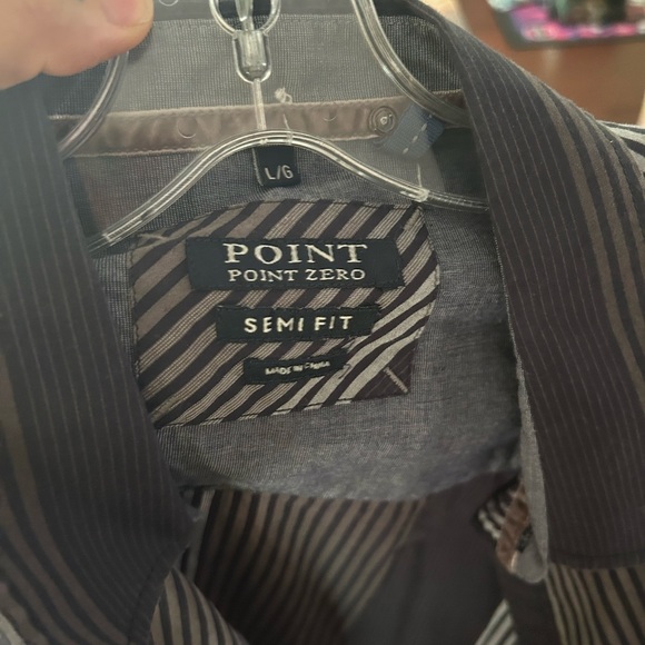 Point Zero Men's Black and Gray Striped Shirt L Semi Fit Y2K - Picture 12 of 16